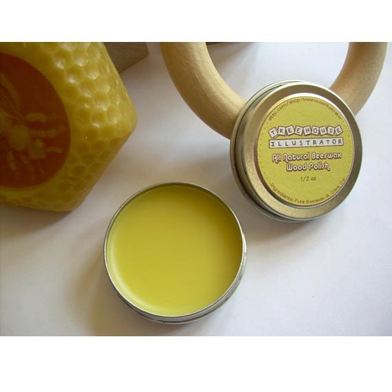 Beeswax Wood Polish - All Natural - 1/2 oz - for teethers, teething rings, blocks, and more