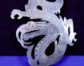 Vintage China Chinese Export Sterling Silver Large Hand Made Dragon Pin 15905