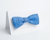 Light blue men's bow tie - double sided