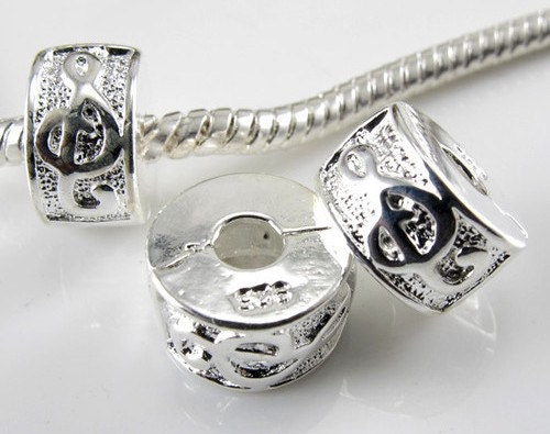 MUSIC - MUSiCAL Note - TReBLE CLeF - Clip LOCK Stopper - Silver Plated Charm Bead - fits EURoPEAN Bracelets - ML-2915