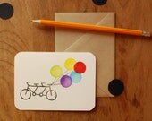 Tandem Bike with Balloons Greeting Card