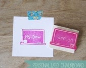 Hand Carved Personalized Teacher Chalkboard Rubber Stamp