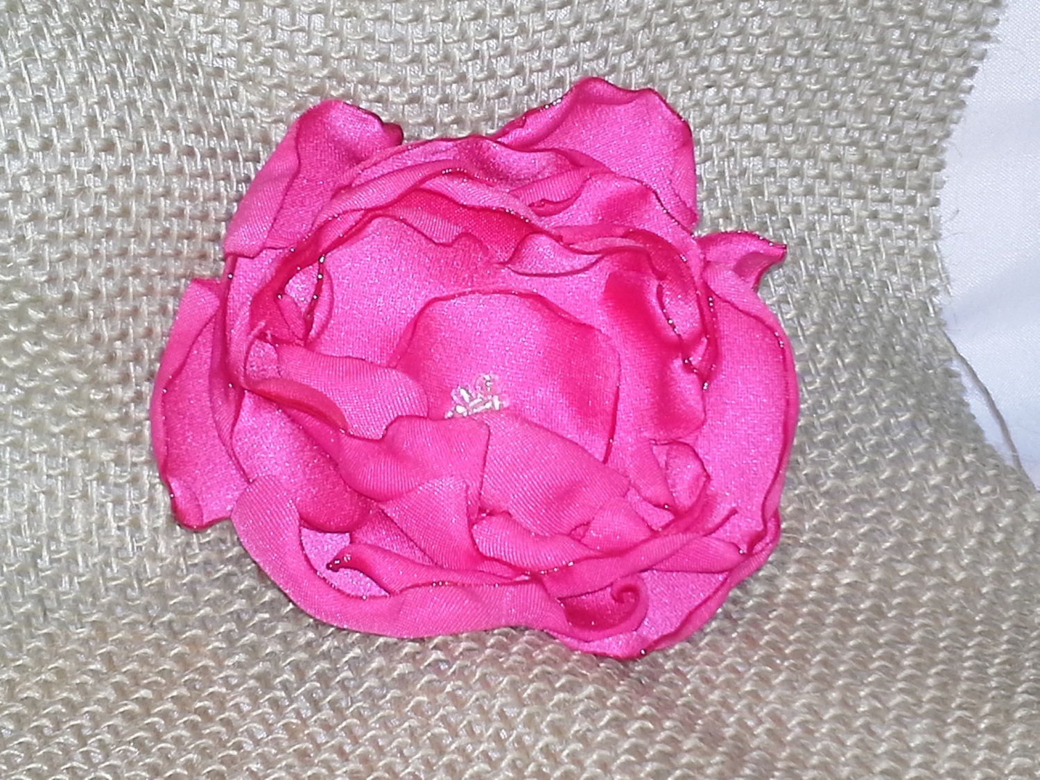Pink Satin Flower Brooch