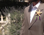 Beach Destination Wedding Starfish Boutonniere w/ Customizable Ribbons - JsWorldOfWonder Beach Destination Wedding Starfish Boutonniere w/ Customizable Ribbons - JsWorldOfWonder