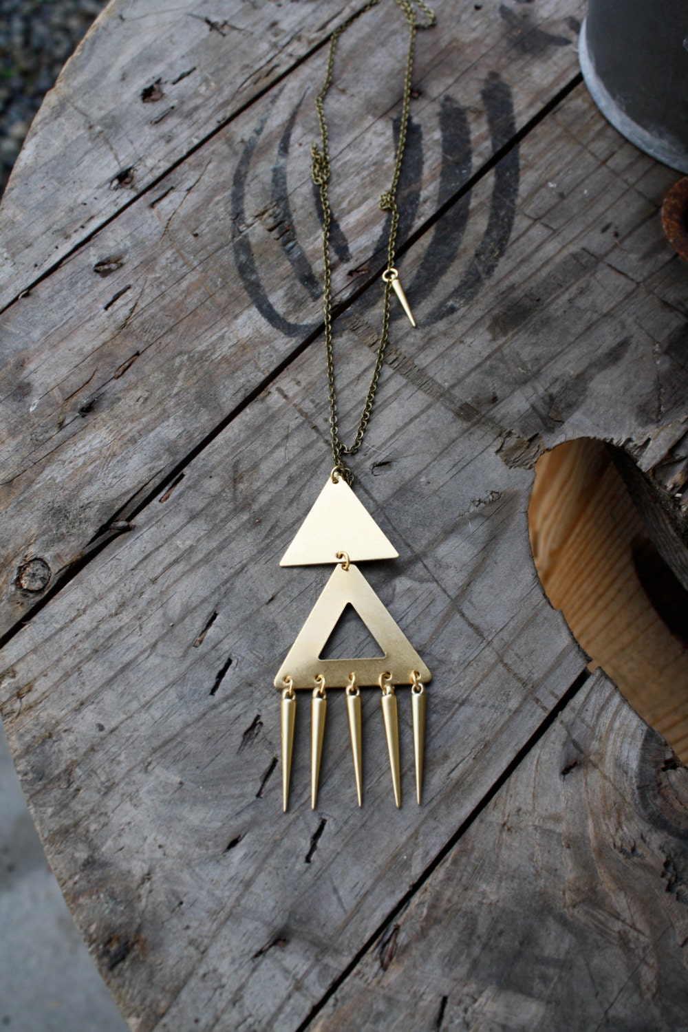 Spiked Double Triangle Necklace