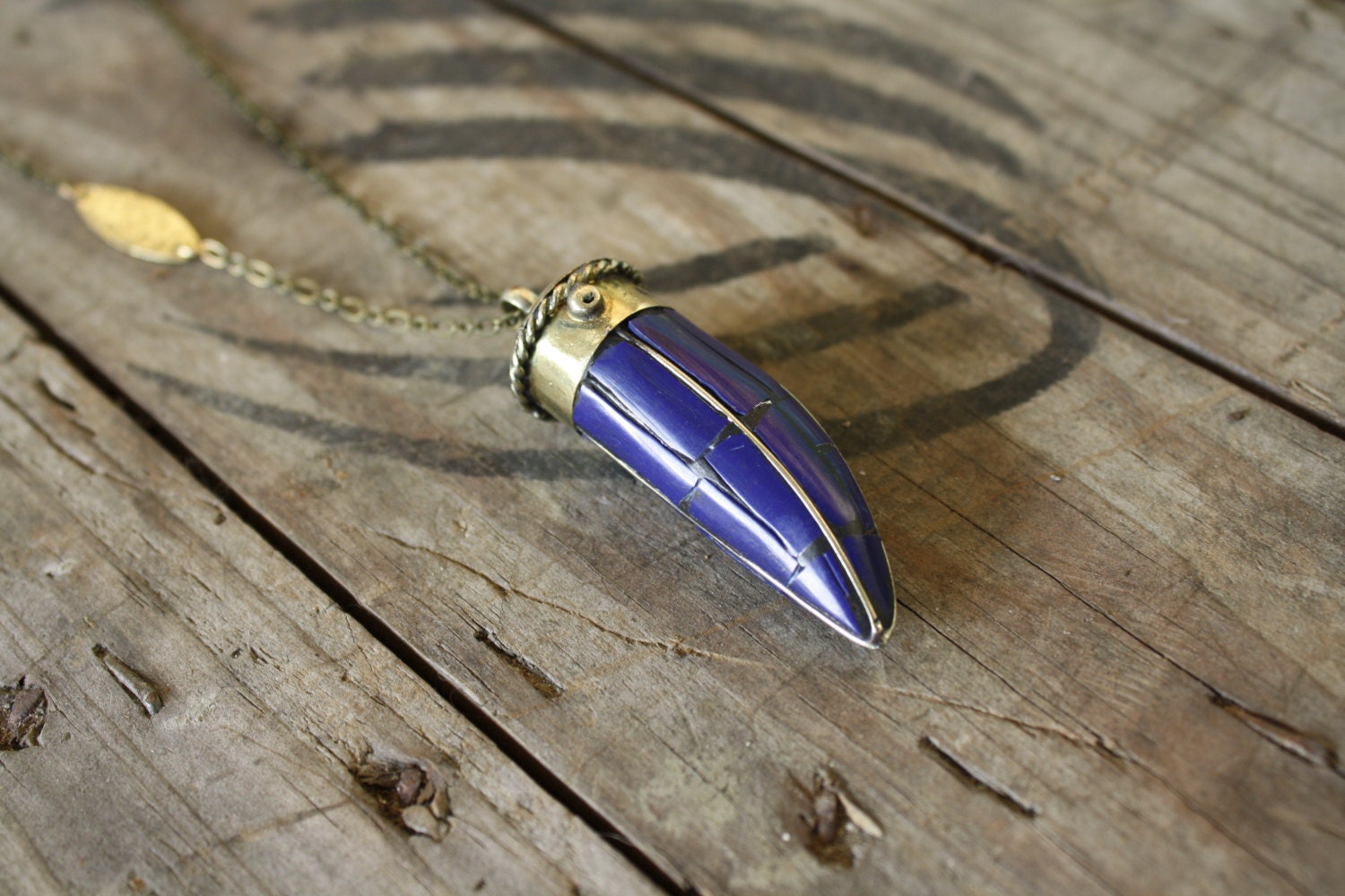 Lapis Horn Necklace