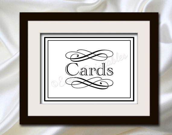 Cards Sign 8x10 DIY Custom Printable Wedding Poster or Table Sign, Choose Color by Event Printables
