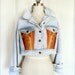 Whitewashed Crop Denim Jacket with Colorful Handstitched Pendleton Wool.