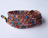 Beaded Hemp Eyeglass Chain, eye glass leash, brown