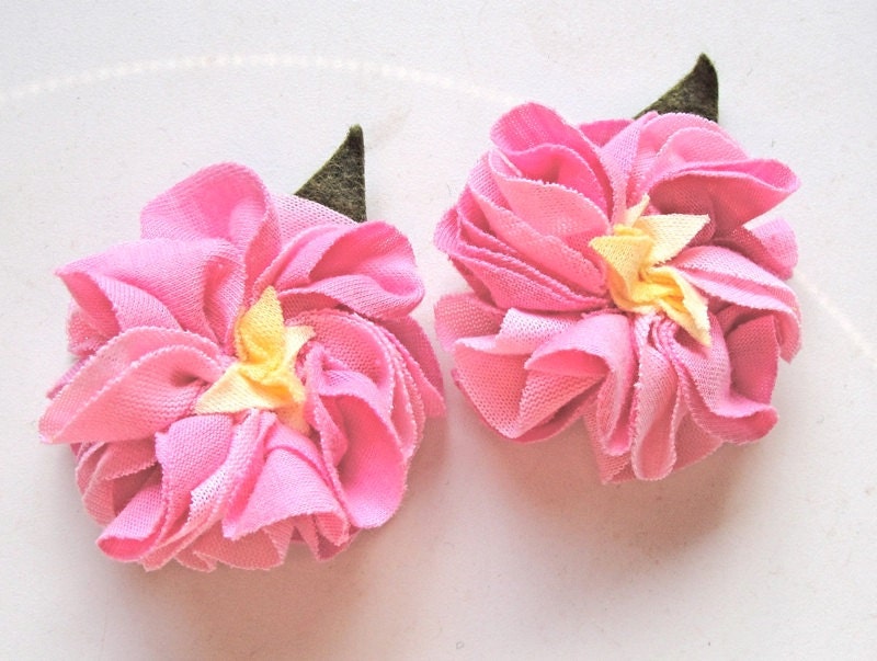 Pink floral hair clip pair eco-friendly flower hair accessory girls women