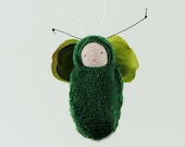 Fairie baby forest green ornament  miniature doll flower fairy