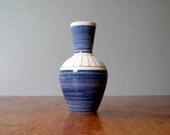 Vintage Elle Norway Ceramic Vase - Cobalt and White