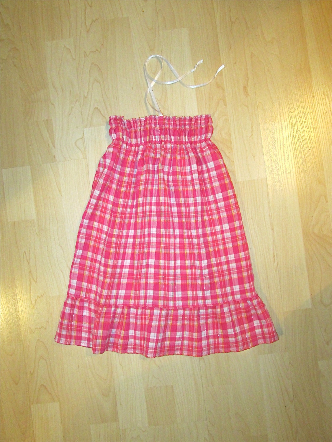 cherry popsicle - hot pink plaid girl's dress