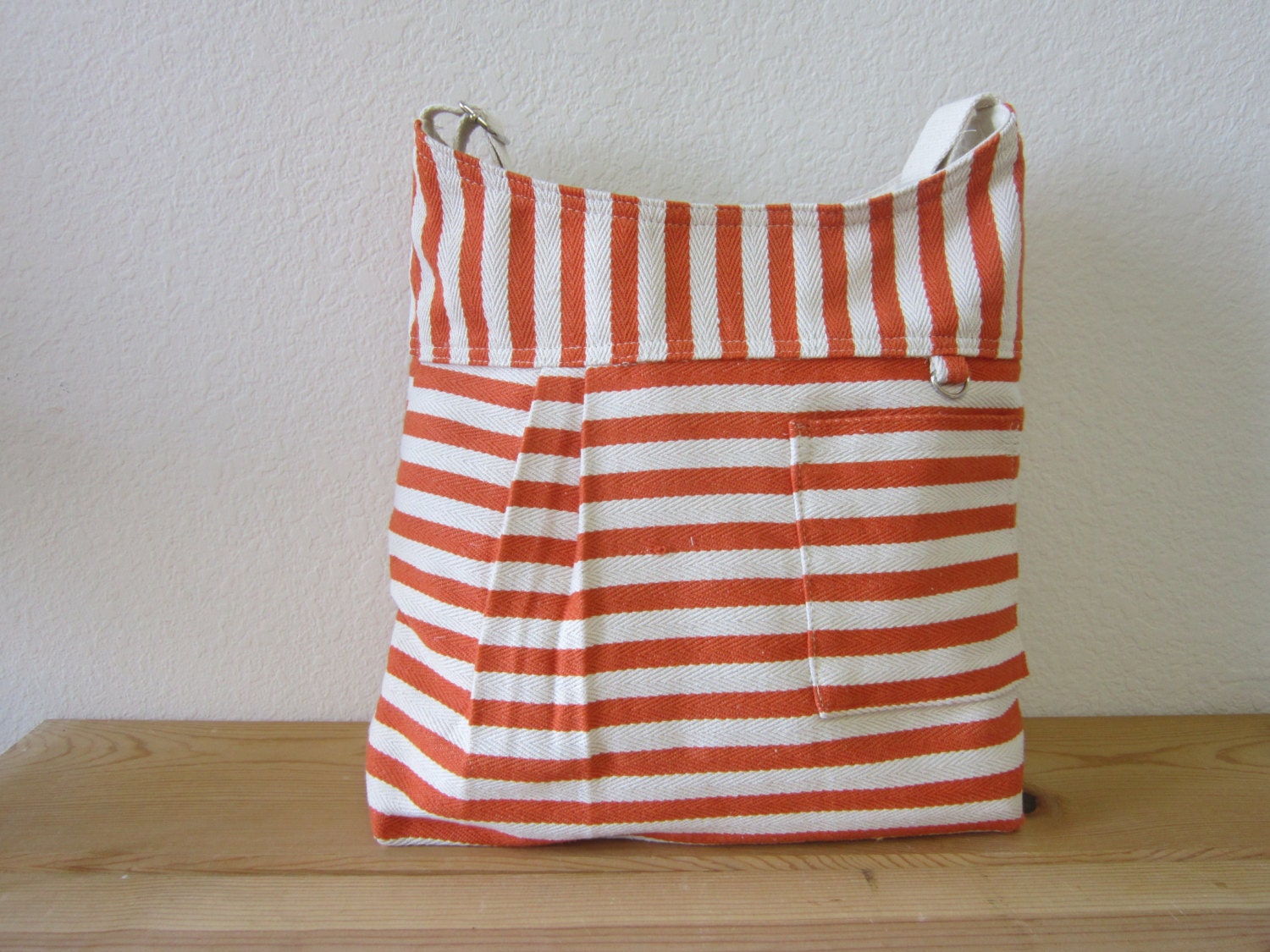 Orange stripes /Herringbone pattern shoulder bag - One ready to ship