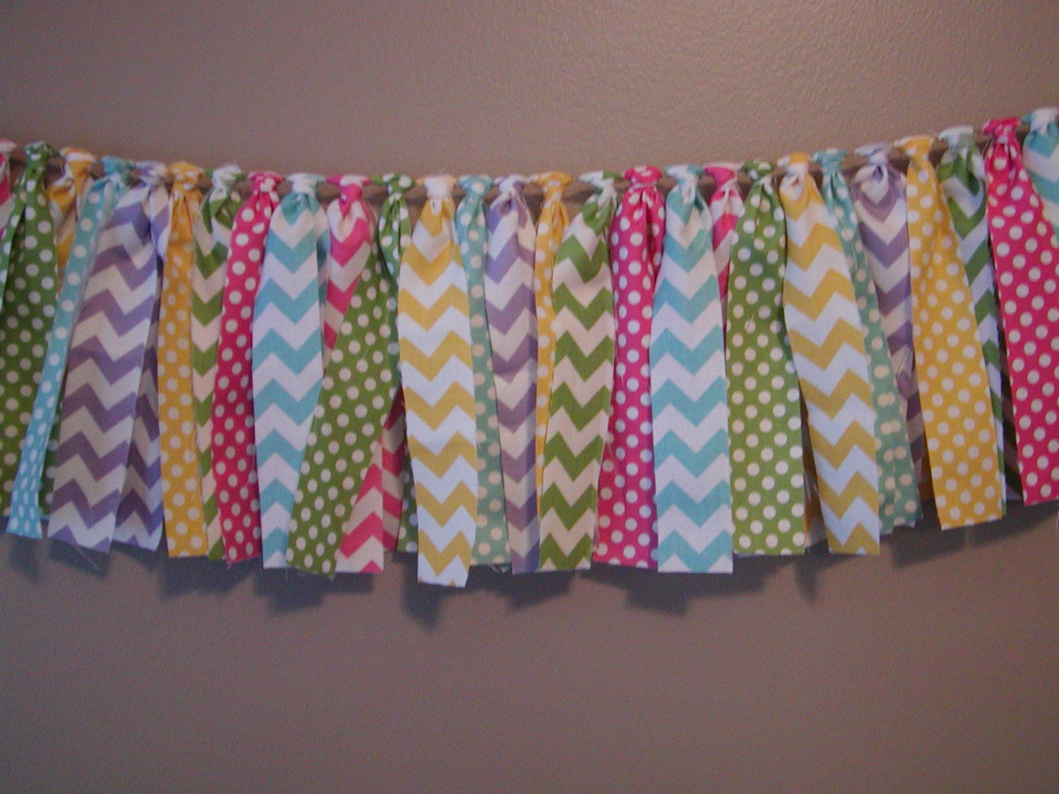 Rag Tie Banner Ready To Ship Chevron and Dot Garland/Banner/Bunting Photo Prop