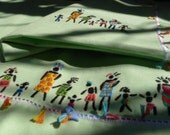 Ooak African motifs  sheet and pillowcase for cot, hand embroidered