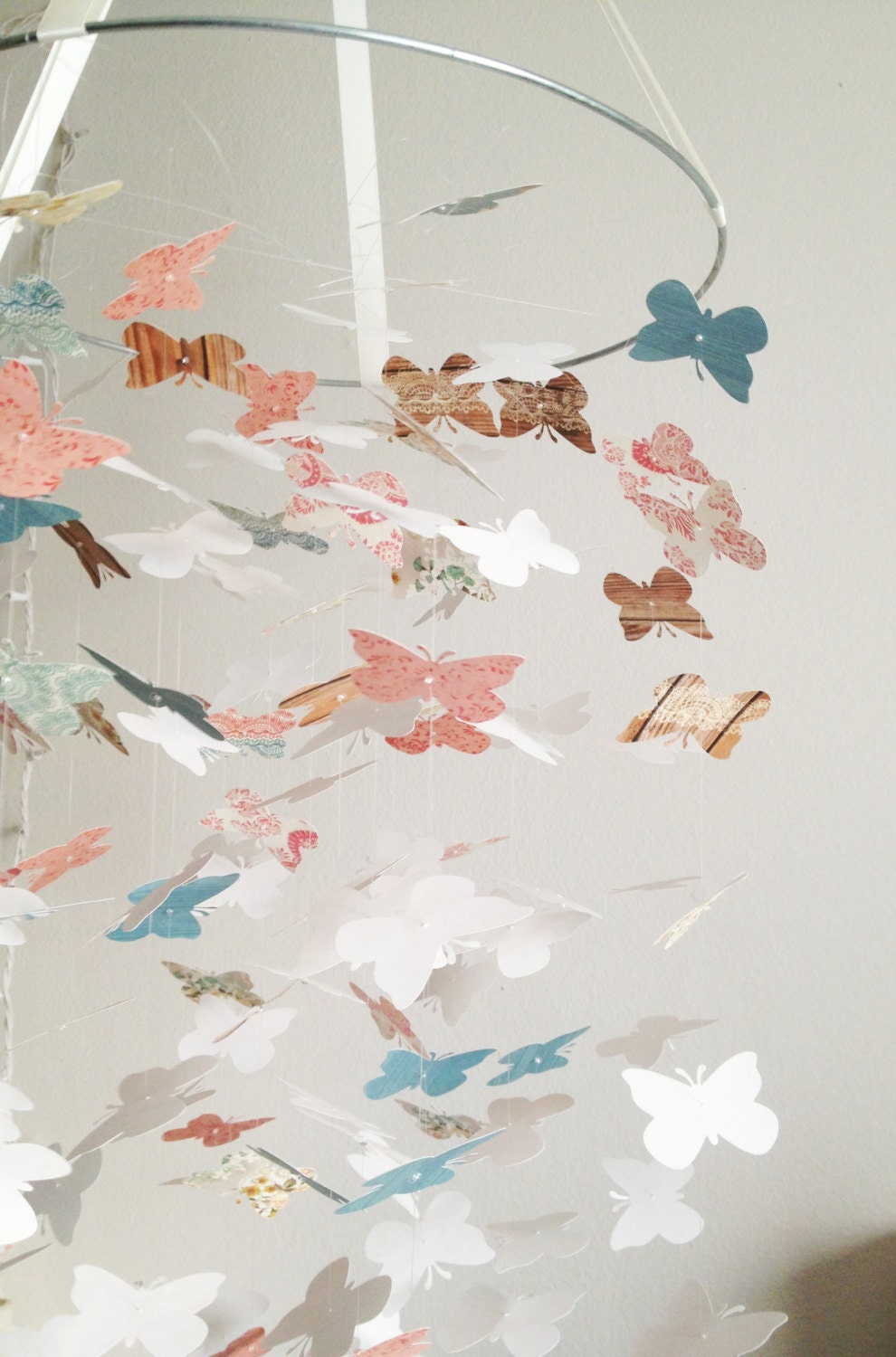 FREE SHIPPING // Country Vintage Butterfly Mobile // Nursery Decor // Baby Photo Prop // Baby Shower Gift
