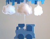 Mobile / Train Clouds Blue Sky / Nursery Decor
