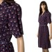 Vintage conservative secretary dress with abstract print. Accordion skirt shirtwaist frock size small