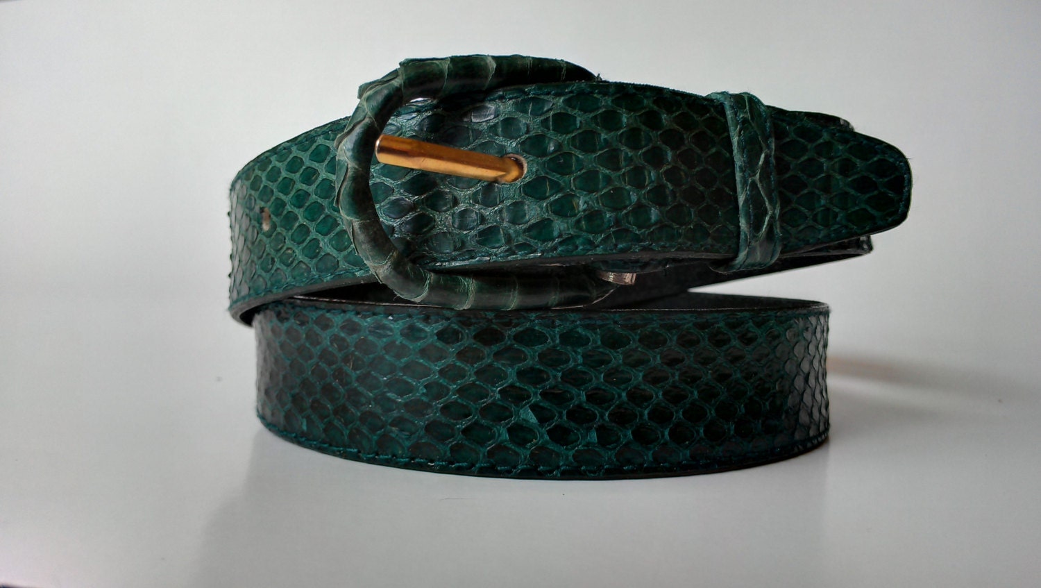 Emerald Green Snakeskin Vintage Belt