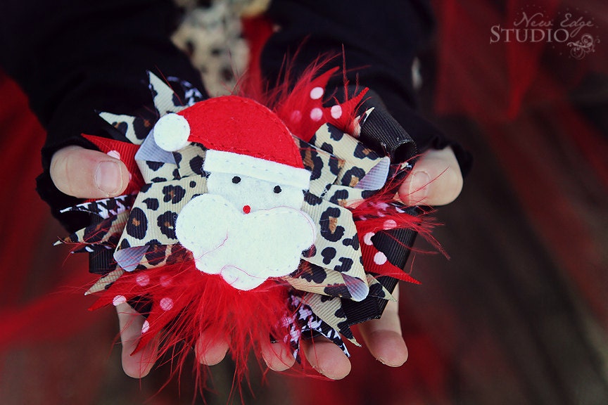Leopard Santa Hairbow