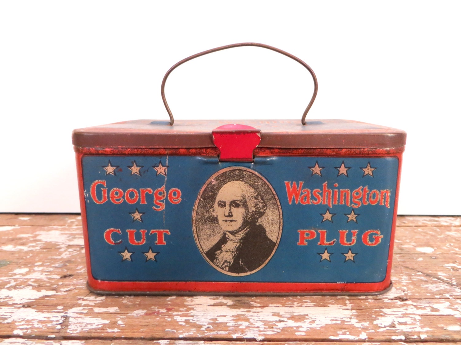 George Washington Cut Plug Tin Red White and Blue Americana Decor