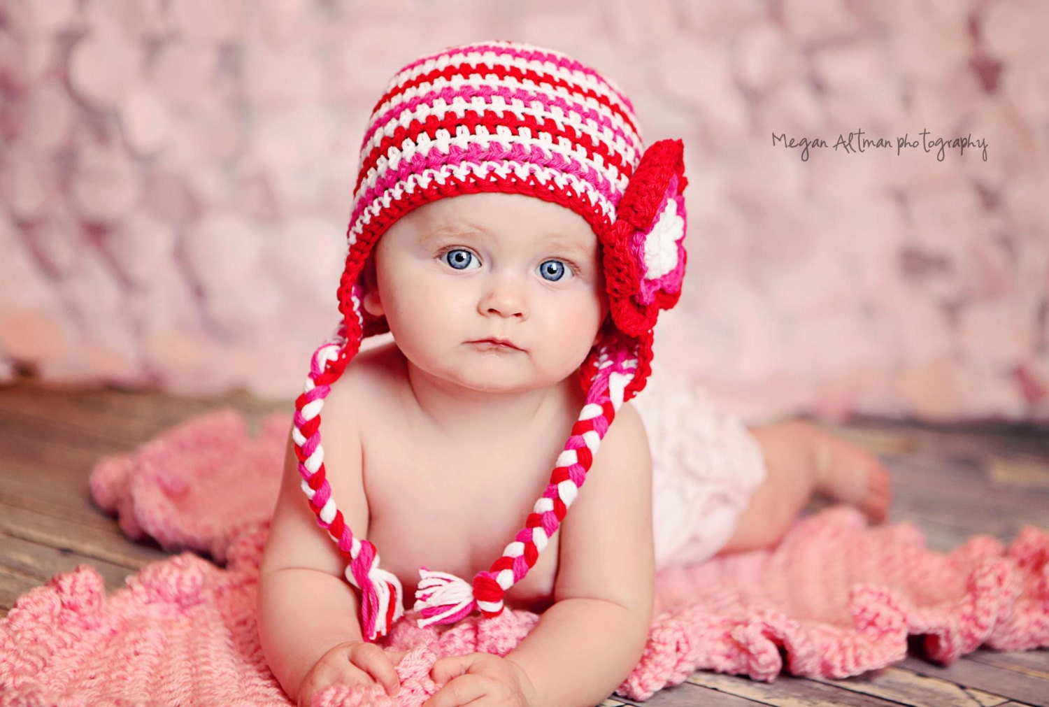 Strawberries & Cream Earflap hat - Newborn-5 years sizes