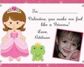 Princess Personalized Photo Valentines - Digital File