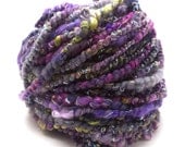 Handspun Art Yarn, Textured Yarn, Handspun Textured Art Yarn- "Lavender Field" is 36 yards