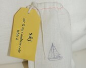 Muslin Drawstring Bag with Nautical AND Custom Place Card - Wedding Favors