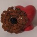Vintage Enameled Flower Brooch - Brown and Black - MINT Condition