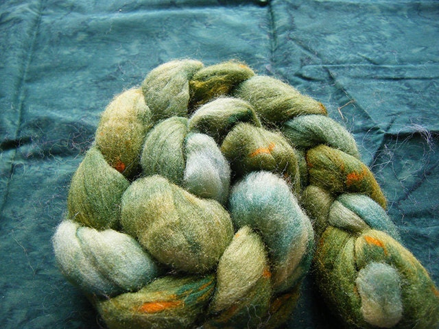 Shades of green with flecks of orangeStarbright nylon 2oz