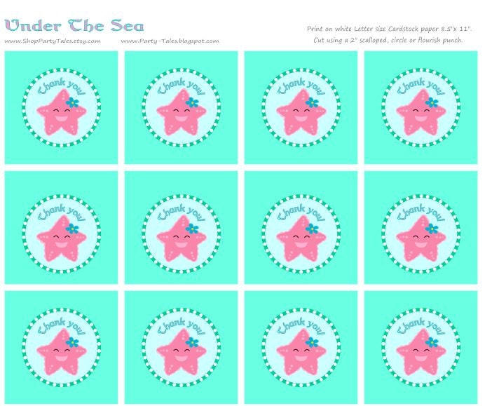 UNDER THE SEA Mermaid Party Girl Birthday 2" Thank you favor tags - As Seen on Hostess with the Mostess Il_570xn