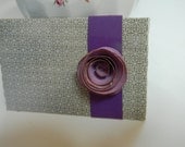 Weddings - party supplies - favors - Hand cut Violet  rose - Vintage style mini envelope in oyster grey with violet - 1