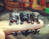 YaciKopo handmade Pug dog ring black / silver / golden colour