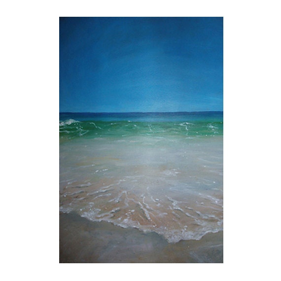 Original Canvas Painting by Tim Brunt: 'Porthmeor Summer' FRIDGE MAGNET made from Sustainable Wood into a Magnet - "Liven up your fridge"