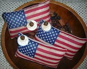 Primitive AMERICANA Flag Ornie Bowl Pillow Fillers Patiotic Tucks Set 3 Freedom Liberty America