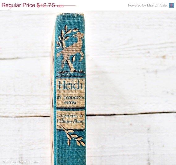 50% Off Sale Vintage Children's Book Heidi Illustrated Classic Swiss Tale for Kids