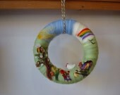 Needle felted easter  wreath with spring pictures, wool easter decoration spring decor handmade