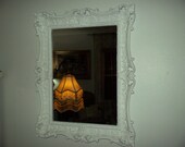 Elegant and romantic,baby girl nursery, 28x22 VINTAGE Hollywood Regency, Syroco/ Home Interior white wall mirror/CHALKBOARD