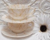 Hazel Atlas Butterscotch Drizzle Cup Saucer 1 Set