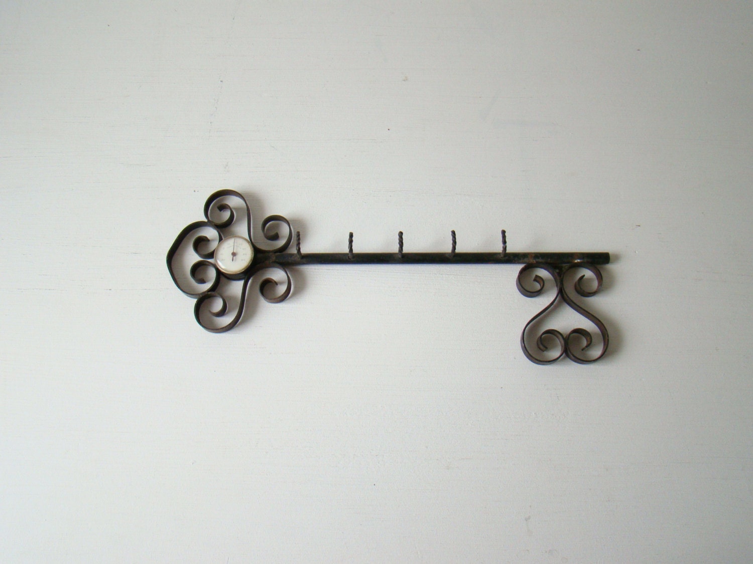 french vintage wall hook key holder, skeleton key rack, jewelry display rack, cottage shabby chic, vintage distressed handmade metal work