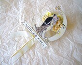 Vintage Moon Wedding Cake Topper -Small Size- Art Deco, Custom Banner - Outlined in Silver Glitter