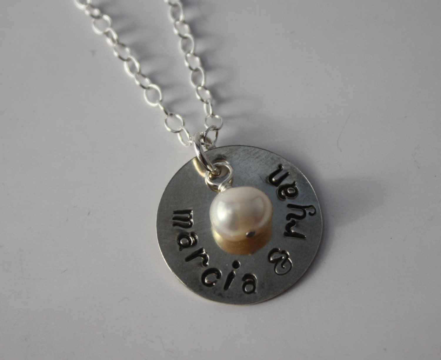 Personalized Name Necklace with Freshwater Pearl, Custom Charm, Sterling Silver Jewelry