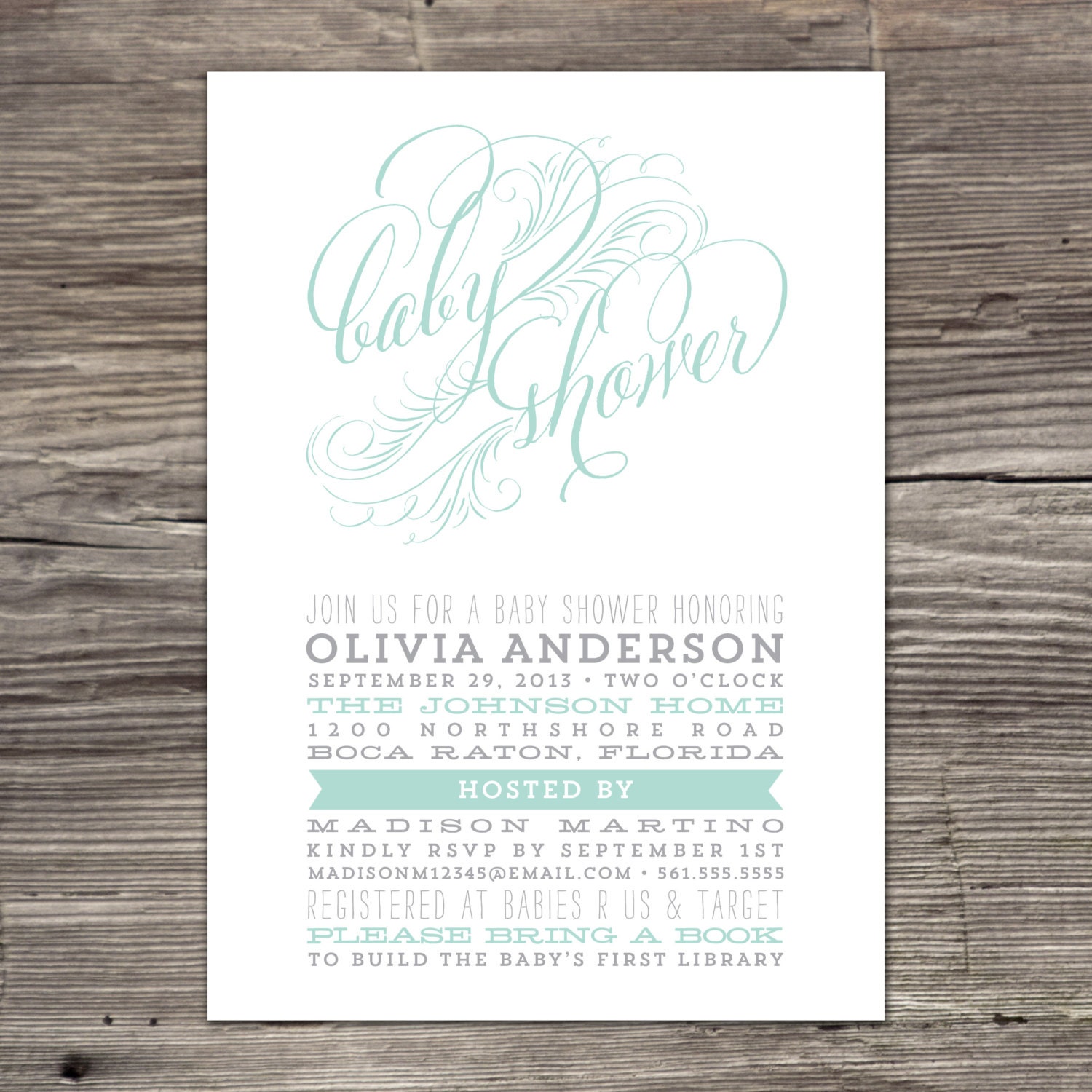 Vintage Feathers Baby Shower Invitation
