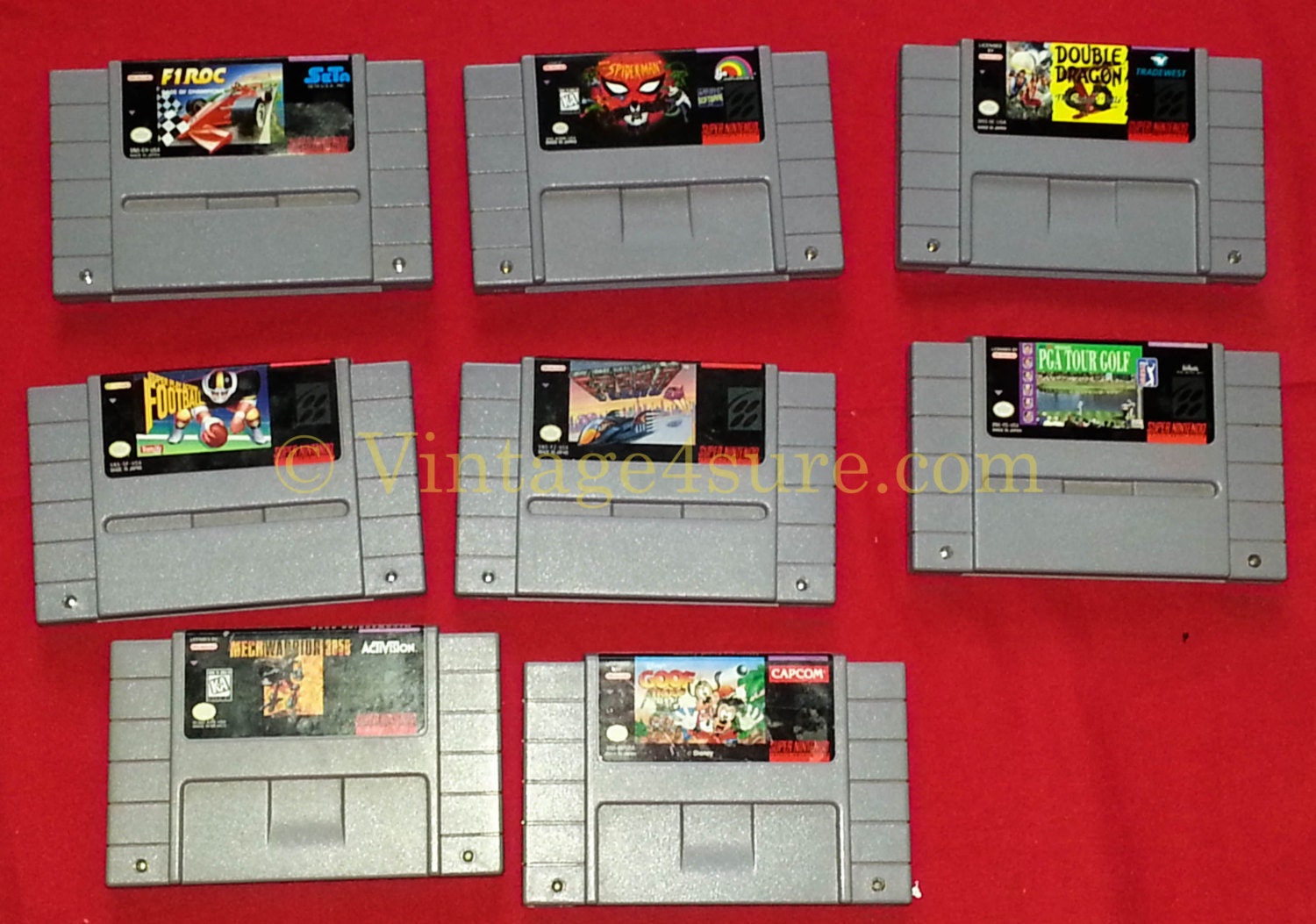 SNES  games  - SpiderMan-Goof Troop-Double Dragon V -MechWarrior 3050