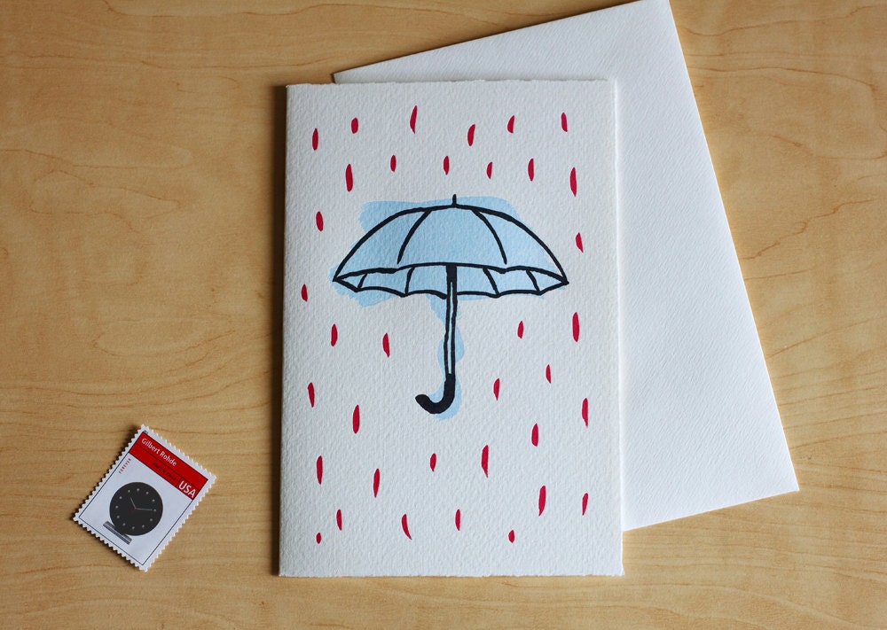 Umbrella Letterpress Card