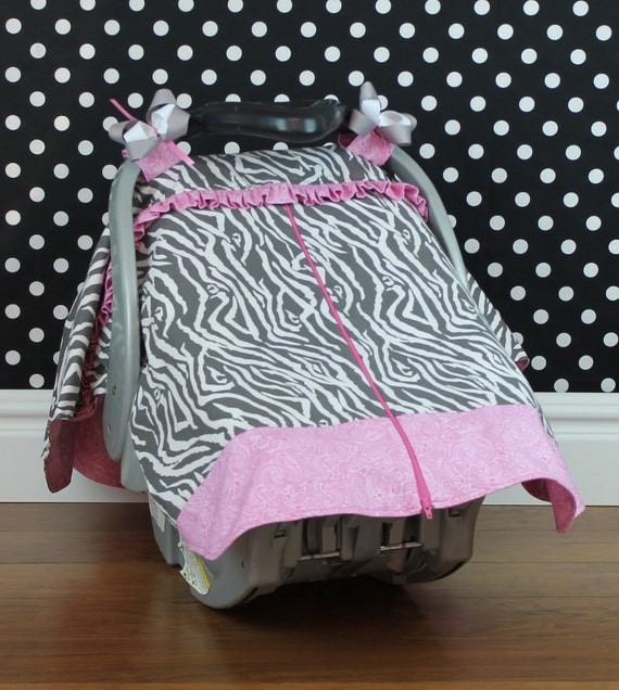 Car Seat Canopy - Zebra Girl