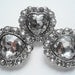 3-25mm-Valentine Acrylic Rhinestone Buttons-Crystal Clear Heart Rhinestone Buttons W/ Crystal Clear Surrounding Rhinestones 3137-2R.