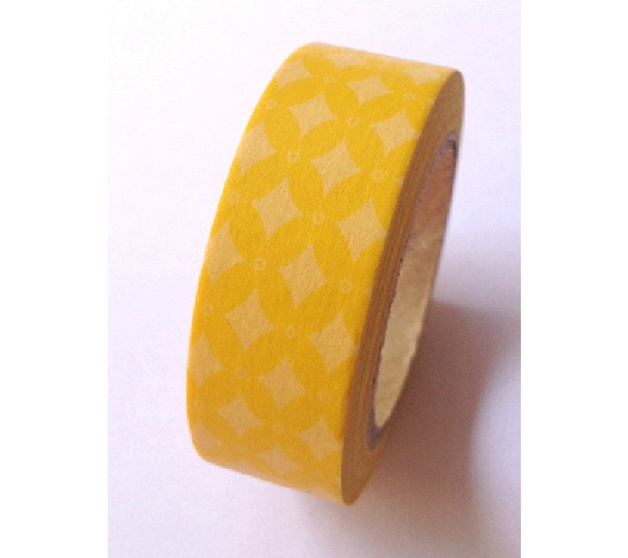 Japanese Washi Masking Tape - Rhomb with Yellow - 11 Yards